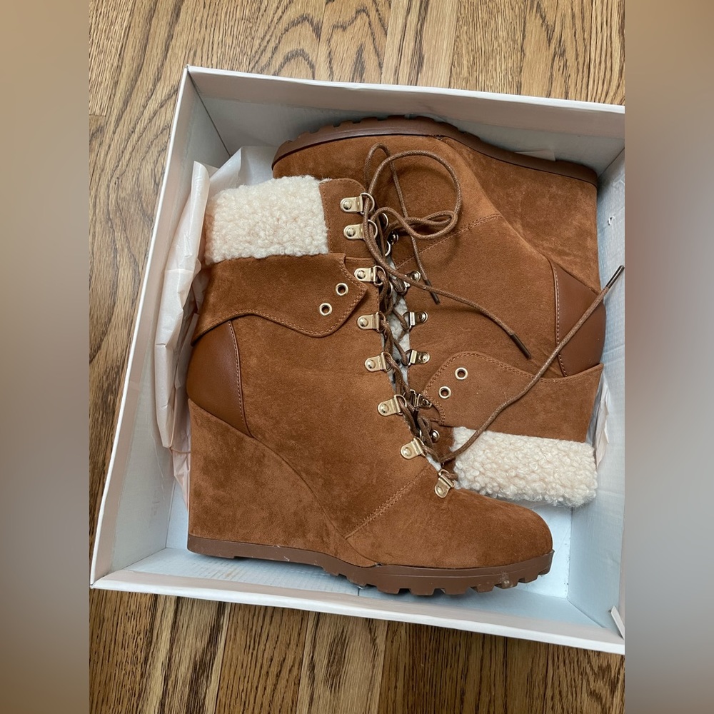 WORN ONCE JustFab Erleen Boots in Camel